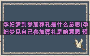 孕妇梦到参加葬礼是什么意思(孕妇梦见自己参加葬礼是啥意思 预兆)